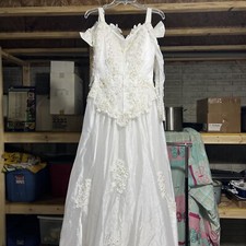 Beautiful Bead  Sequined White Wedding Gown Size 12 New