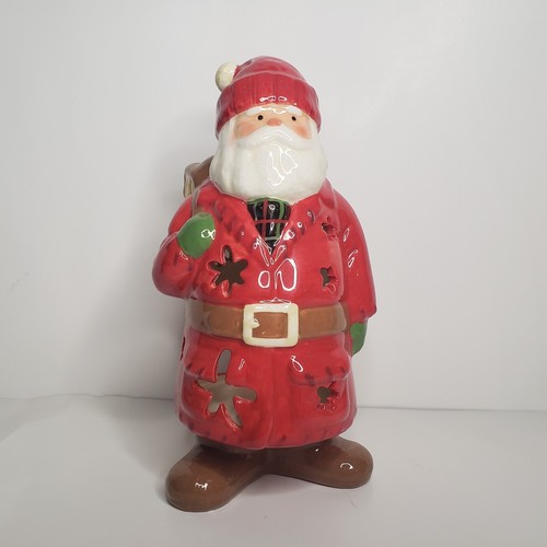 Hallmark HMK.LIC Ceramic Santa Backpack Tealight Candle Holder 7.5" Tall
