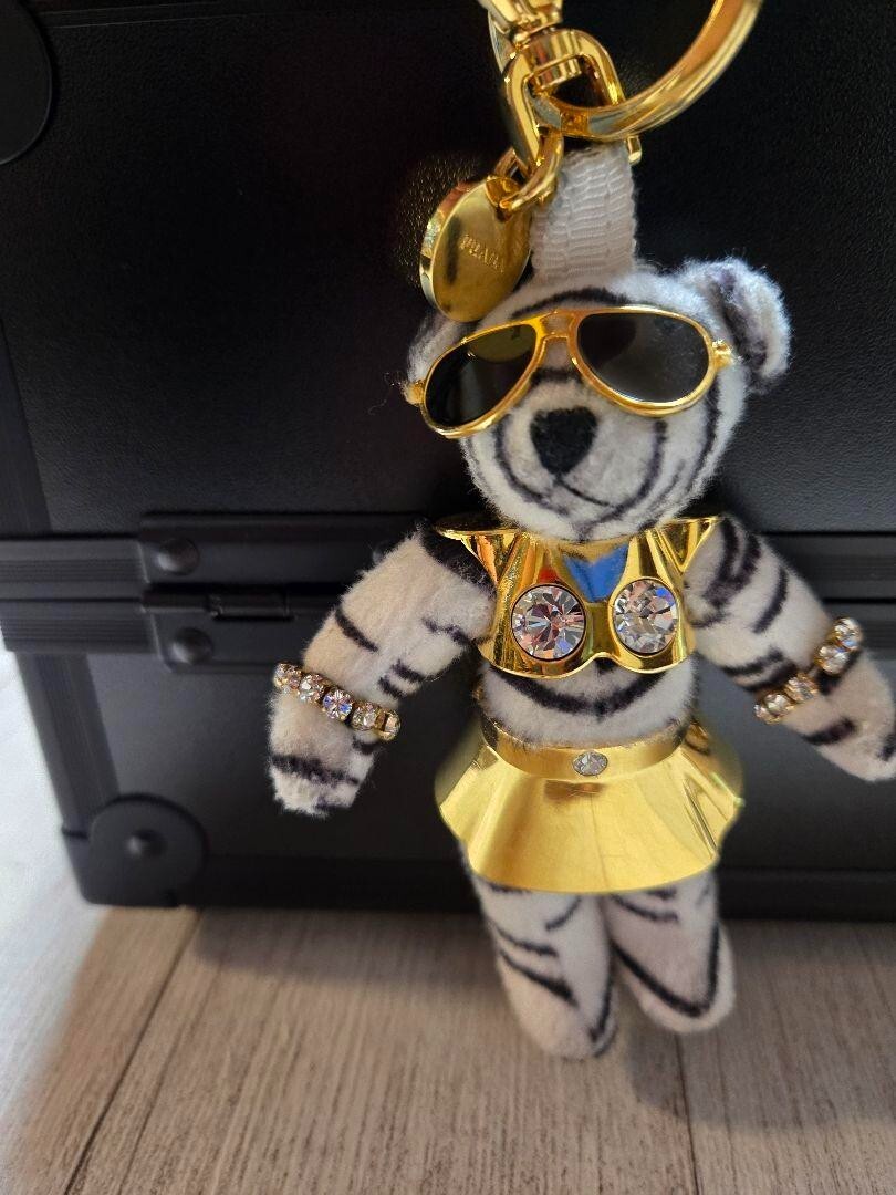 Prada Zebra Bear Gold Dress Lady Gaga Model Bag Charm Key