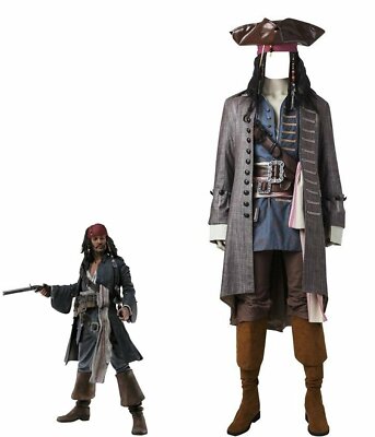 Piraten Kostüm Jack Sparrow Profi Kopie Cosplay Kleid komplett Erwachsene