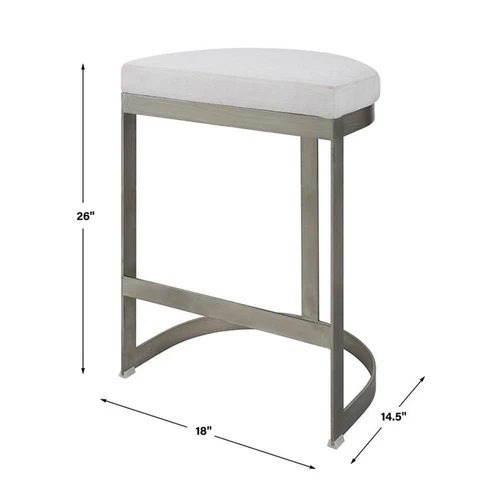 Uttermost Ivanna 26" Contemporary Metal and MDF Backless Counter Stool in Silver - Picture 10 of 10