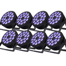 8Pcs SHEHDS Aluminum Alloy LED Flat Par 18X18W RGBWAUV Par Stage Lights DJ Disco