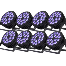 8Pcs SHEHDS Aluminum Alloy LED Flat Par 18X18W RGBWAUV Par Stage Lights DJ Disco