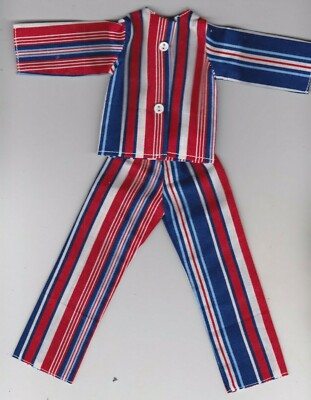 Doll Clothes-Red//White//Blue Striped Print Pajamas fit Barbie-Homemade BP3