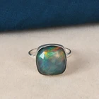 Trendy Stylish Cushion Cut Aurora Opal Sterling Silver Ring Gift For Daughter