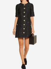 Dolce&Gabbana jacquard black mini gold button dress $2500