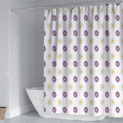 Extra Long Dense Flower Shower Curtain Waterproof Bathroom Fabric Curtains Hooks - Picture 7 of 41