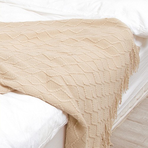 Cotton Tassel Blanket Throw Bed Sofa Towel Crochet Acrylic Rug Home Office Decor - Picture 11 of 23