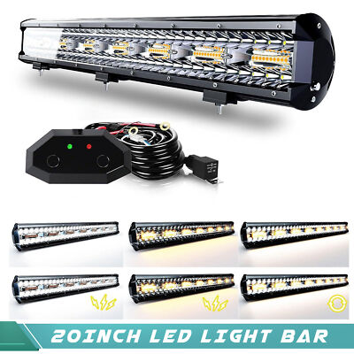20inch 126W Led Light Bar White/Amber Strobe Flood Spot OffRoad For Truck ATV