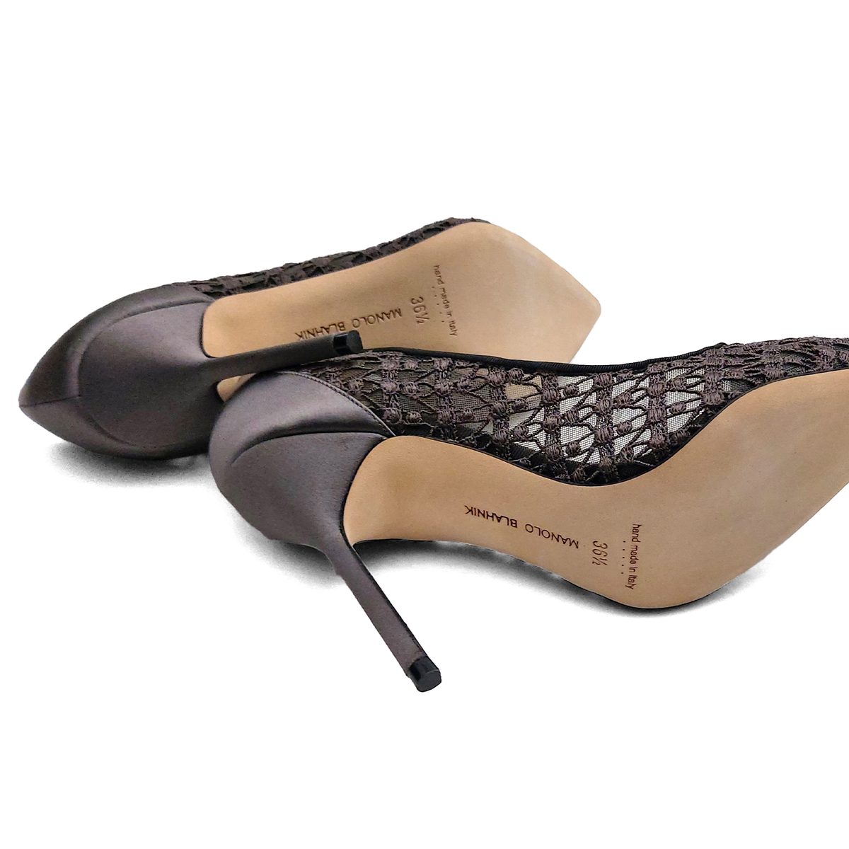 Manolo Blahnik BBLA 105 Brown Lace Pumps US 6.5 Stiletto Heels