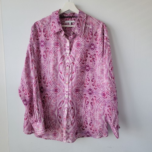Foxcroft women's wrinkle free shirts size 18W button front paisley Floral print