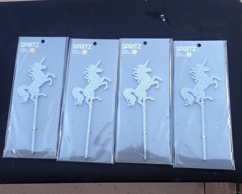 Unicorn Spritz 10" Cake Topper Silver Glitter Box of 4