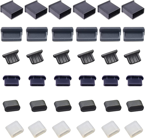 36 PCS 6 Types USB Anti Poussière Cache Prises, Silicone Souple Micro USB Cap Port - Photo 8 sur 12