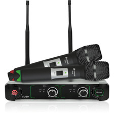Su20 Dual Uhf Wireless Handheld Microphone System Red Green Coded Rack Mountable
