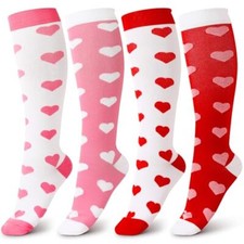 Glitopper4 Pair Valentine's Day Knee High Socks Gifts for Women Large-X-Large