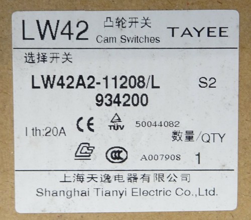 Umschalter mit 0-Stellung TAYEE LW42A2-11208/L Nockenschalter 3-Stellungen 20A - Bild 4 von 4
