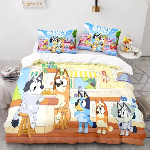 Bluey Funda Nórdica Caricatura 200x200 Funda de Almohada 80x80CM Juego de Ropa de Cama Infantil DE - Imagen 17 de 27