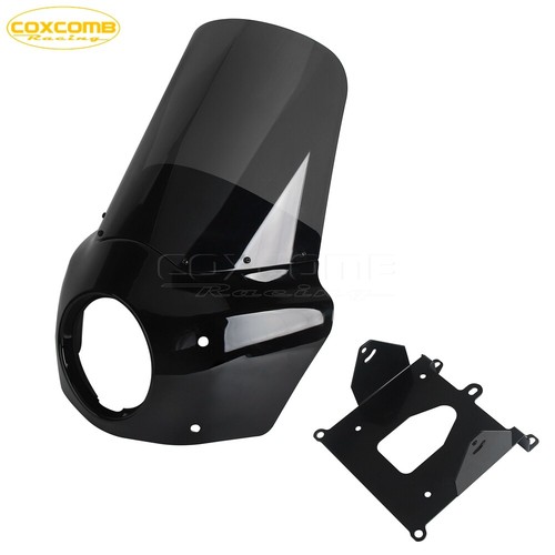 Headlight Fairing 15" Windscreen w/Baja Light Bracket For Softail Fat Bob FXFB/S - Picture 7 of 10