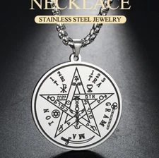 New  Tetragrammaton Pentagram Witchcraft  Stainless Steel Pendant Necklace