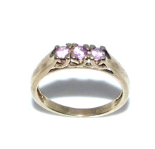 Bague En Or Jaune 9 Carats Avec Pierre Rose Pour Femmes, Taille UK N 1/2
