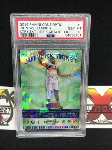 2019 Panini Contenders Optic Lottery Blue Cracked Ice Zion Williamson RC PSA 10