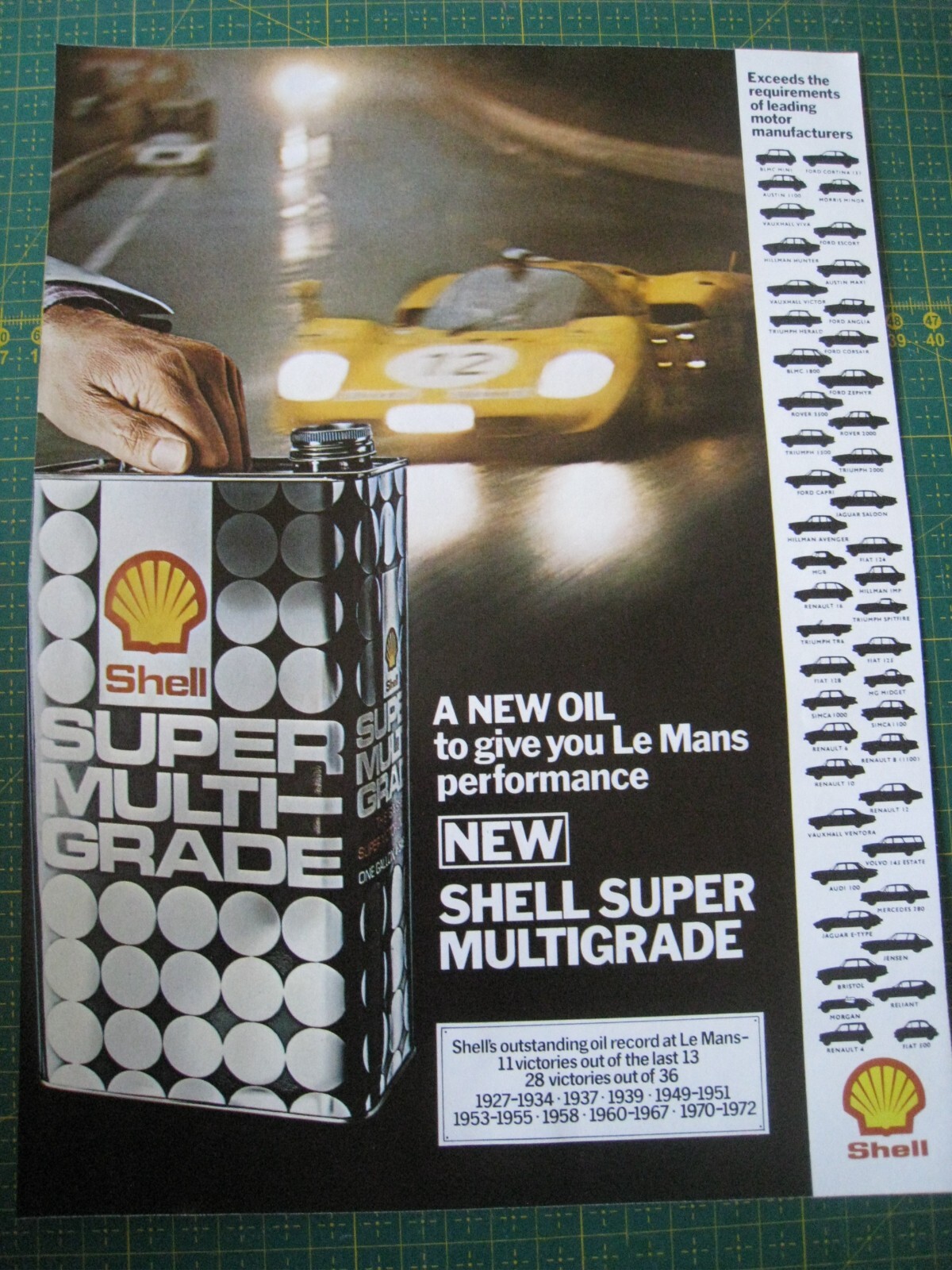 SHELL SUPER MULTIGRADE LE MANS PERFORMANCE MOTOR OIL ADVERT A4 FILE 23 ...