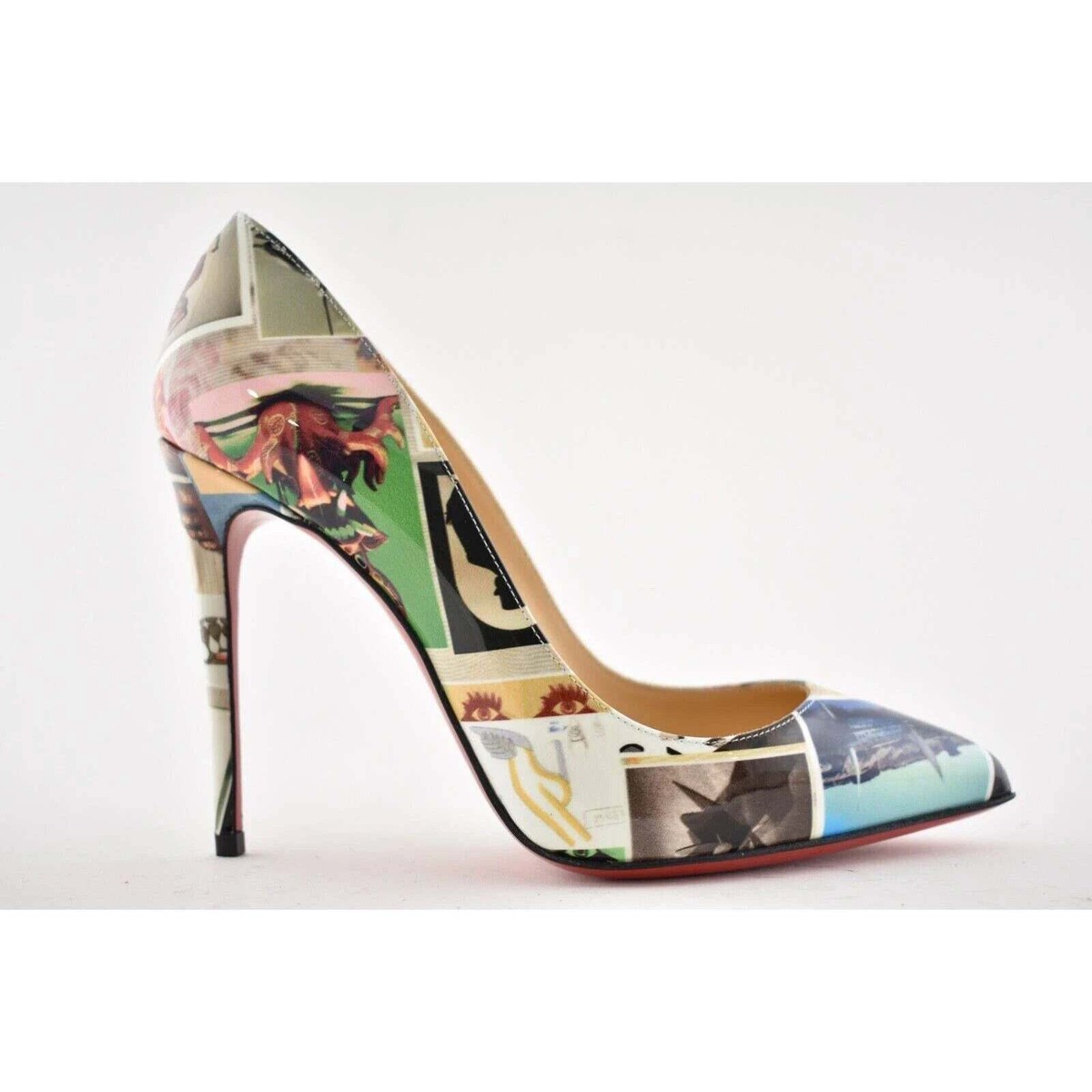 Christian Louboutin Pigalle Follies 100 Patent Collage Black Blue