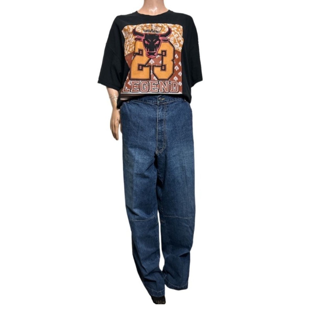 Y2K Noiz Jeans Loose Carpenter Straight Legs Logo Size 36 X