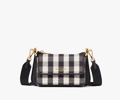   Kate spade Double Up Gingham Field MINI Crossbody Black Multi KF941
