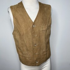 Gap Tan Suede Leather Men's Vest 3 Pocket Adjustable SZ M 90  s Vintage Western