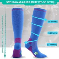 3 Pairs Compression Socks for Women Men Knee High 20-30mmhg Stocking for Sports