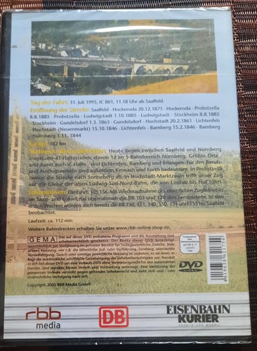 DVD#Eisenbahnkurier#Frankenwaldbahn#Führerstandsmitfahrten#Neu - Bild 2 von 2