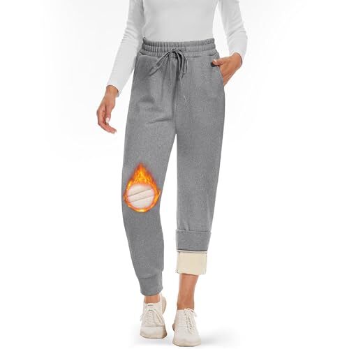Fleece gefütterte Jogginghose Damen - Jogger für Damen Medium 4 #hellgrau-meliert - Bild 2 von 6