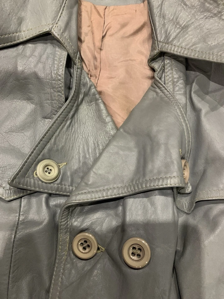 Vintage Leather Jacket In Grey, Please See Pictures And Description - Image 4 of 4