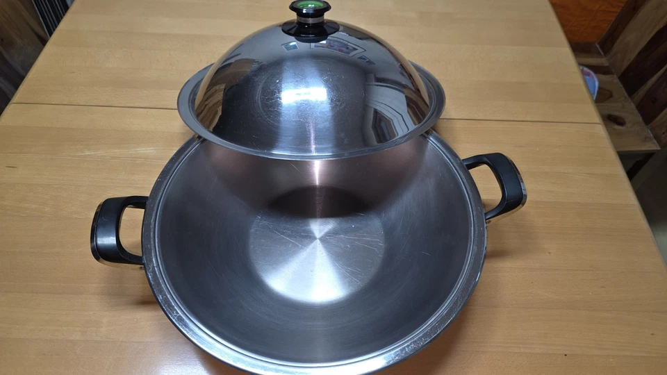 AMC WOK-PFANNE MIT DECKEL 7,5 LITER, 40cmDURCHMESSER, HÖHE 10cm - Bild 2 von 4