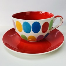 Whittard Of Chelsea Coloured Dots Jumbo Cup And Saucer - Excellent Condition