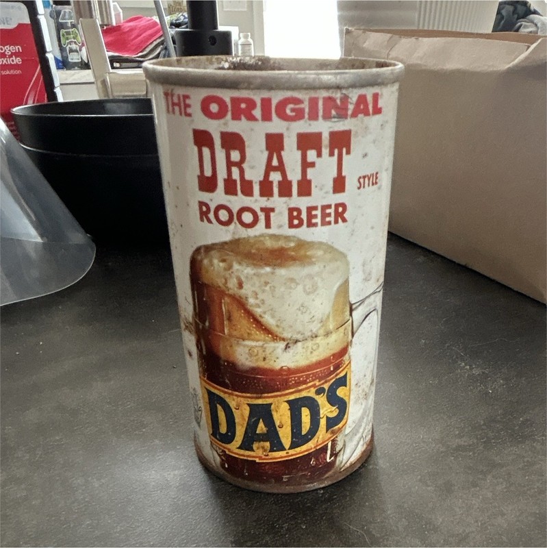 Dad's Original Draft Style Root Beer Soda Advertising Can - Multicolor