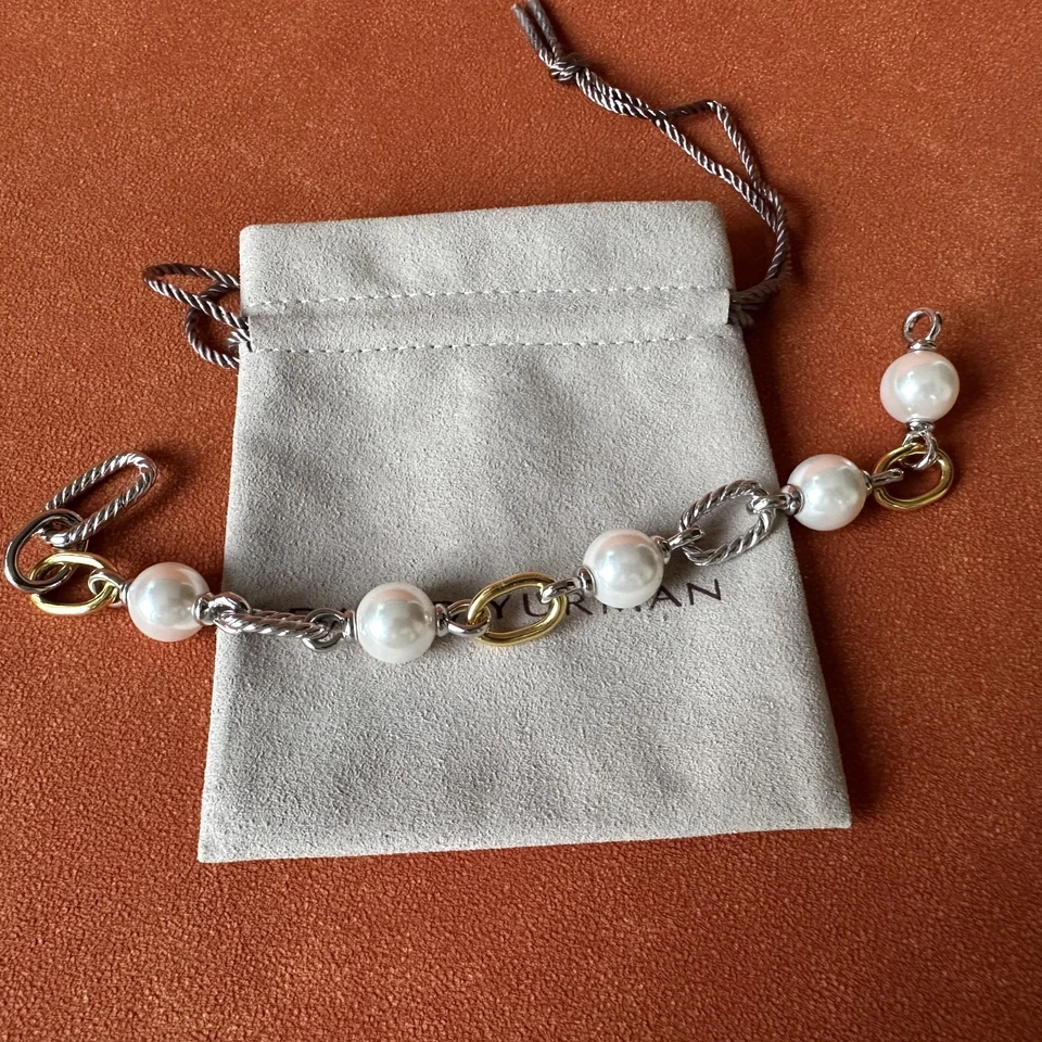 Brazalete David Yurman Madison Plata de Ley 925 y Oro 18K con Perlas 7.5" Foto 4 de 4