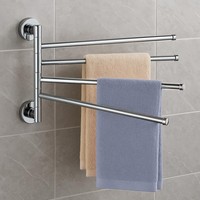 4 Arm Swivel Towel Rail Stainless Steel Wall Mounted Bathroom Towel Rack Silver