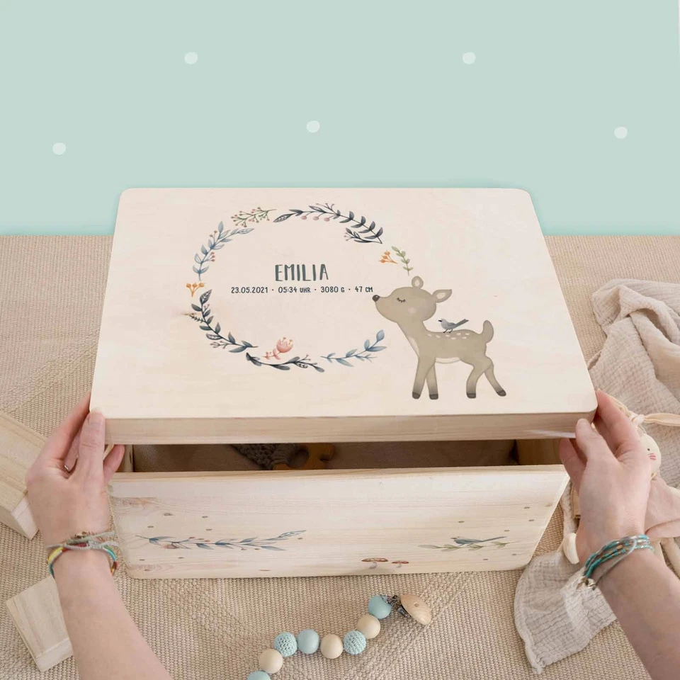 Peronalisierbare Erinnerungsbox REHKITZ Erinnerungskiste Geschenk Geburt Kinder - Bild 4 von 4