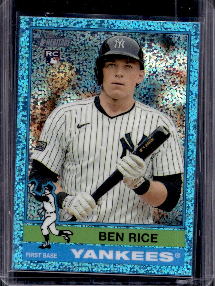 2025 Topps Heritage Ben Rice Chrome RC Aqua Sparkle Refractor #406 Yankees