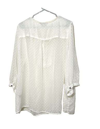 CJ Banks Bauernbluse 3X weiß 3X Pullover strukturiert Boho Biesen transparent dünn - Bild 2 von 12