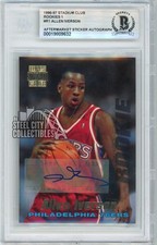 Allen Iverson 1996-97 Topps Stadium Club Rookie Autograph Card #R1 BAS. rookie card picture