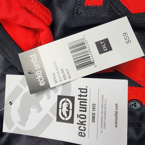 Ecko Unltd Hooded Button Up Jersey Shirt Black Red Logo Men’s 2X  Retro Baseball - Picture 9 of 11