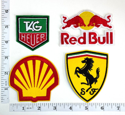 Embroidered 4-Patch Set- Racing - F1 - Iron-on - Shell - Ferrari - R Bull-TAG H