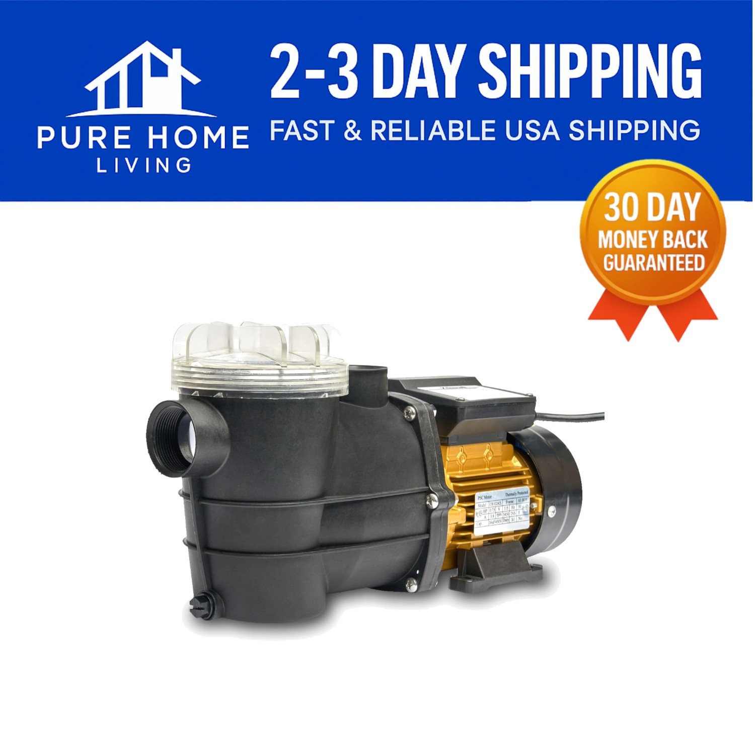Efficient 3/4HP Above Ground Pool Pump - 2400GPH Flow Rate with Filter Basket