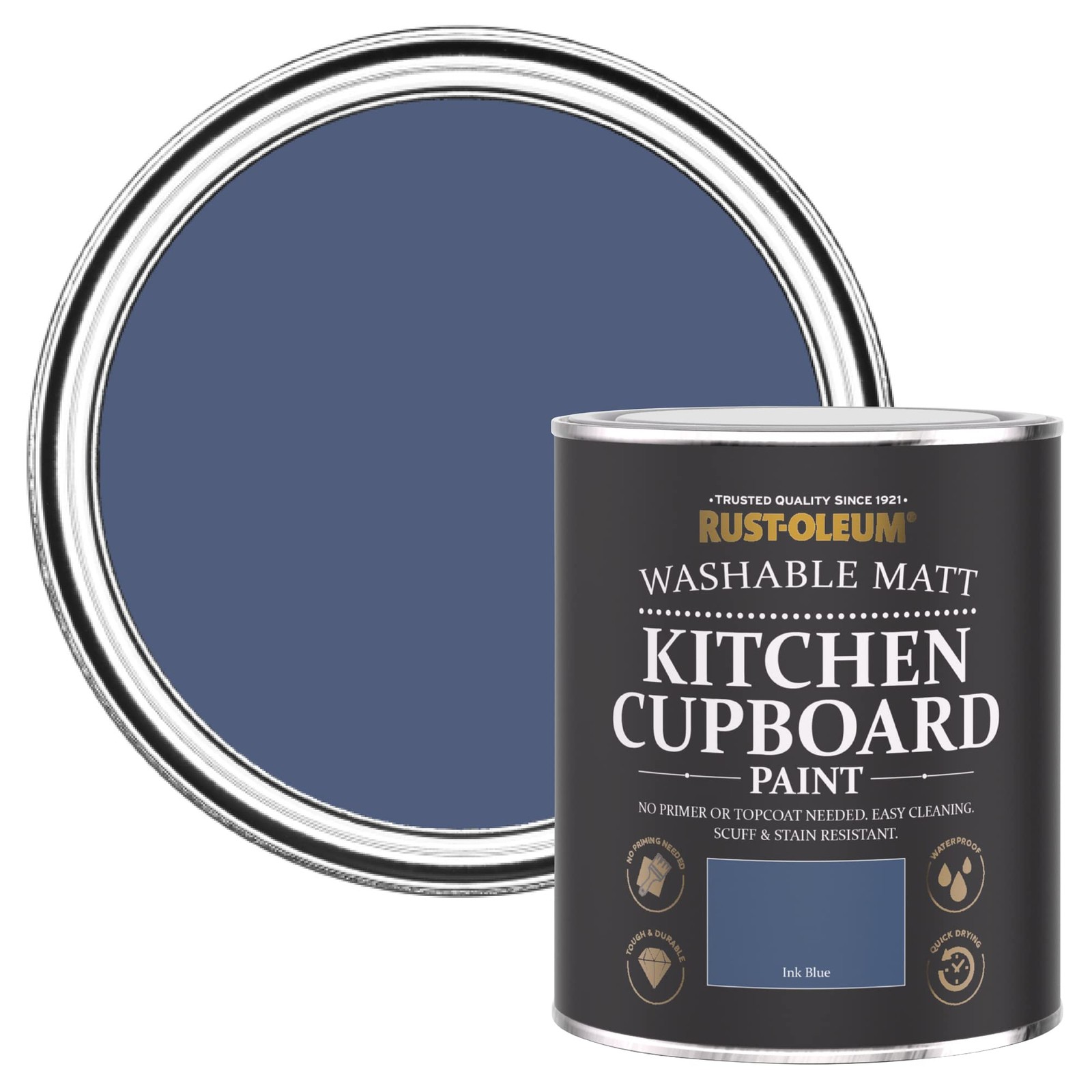 Rust-Oleum Blue Kitchen Cupboard Paint in Matt 750 ml (Pack of 1), Ink