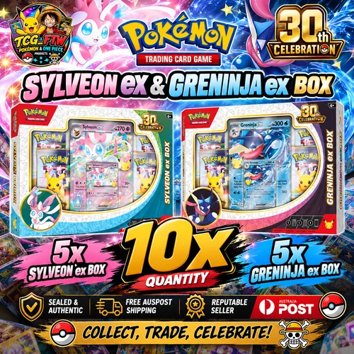 Pokémon 30th Celebration Sylveon & Greninja ex Box 10X  ✅PRESALE✅