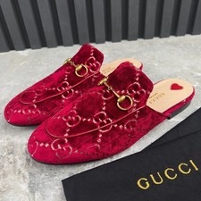 Gucci Princetown Horsebit GG Monogram Mule Red Velour 8 US or 38 EUR
