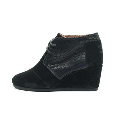TOMS Damen Desert Wedge Stiefelette Schwarz Knöchelhoch Stiefeletten EU 39